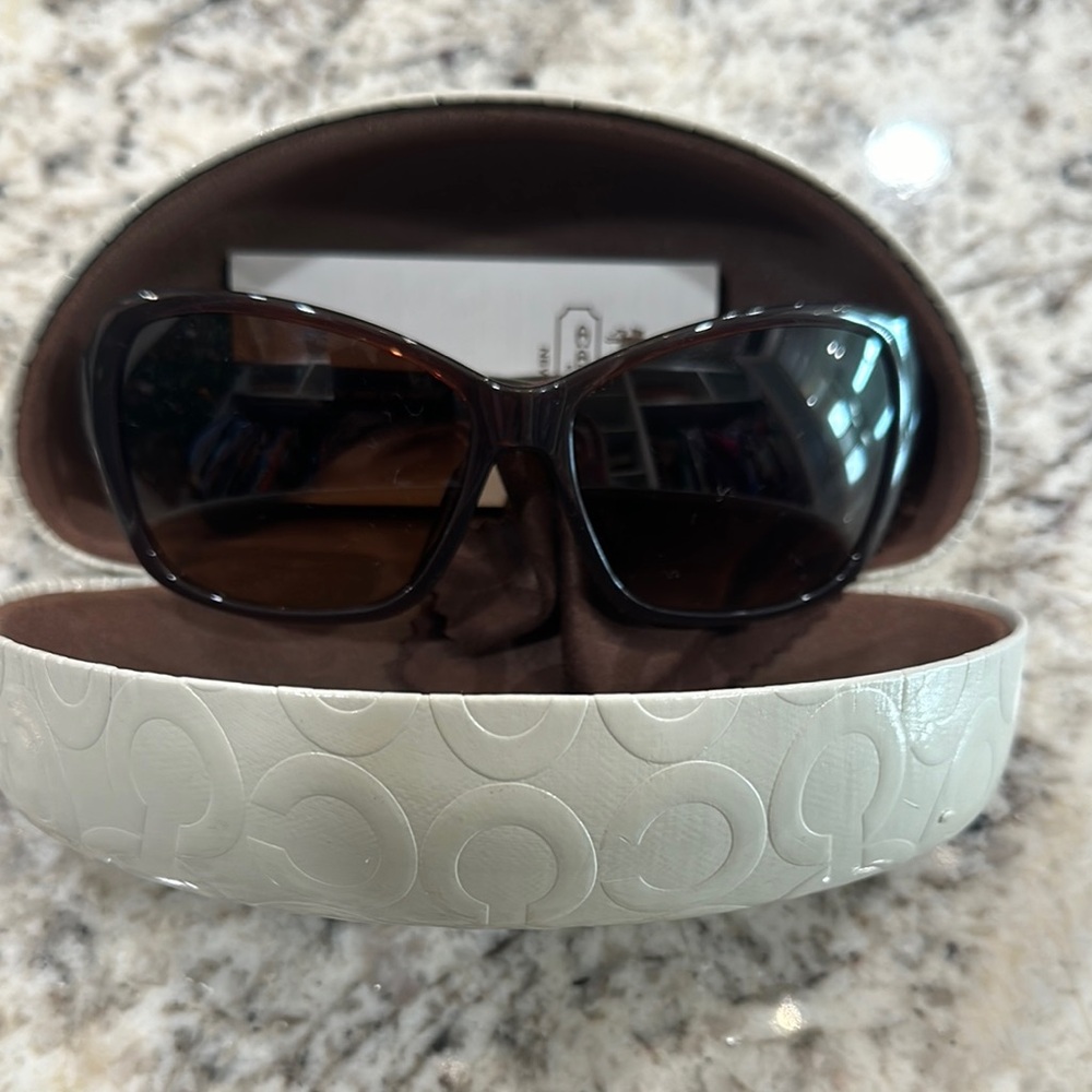 Coach Black and Cream Sunglasses with Oversized Frame